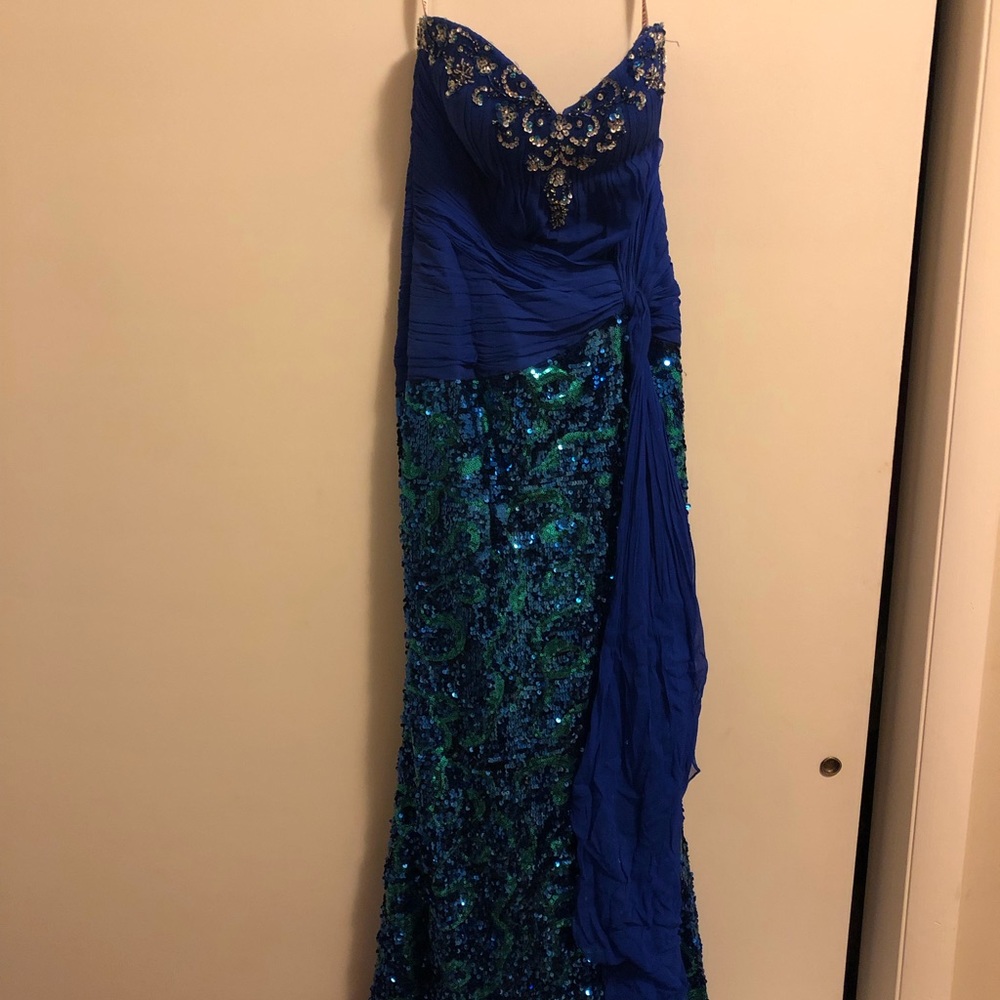 Blue sequin prom dress